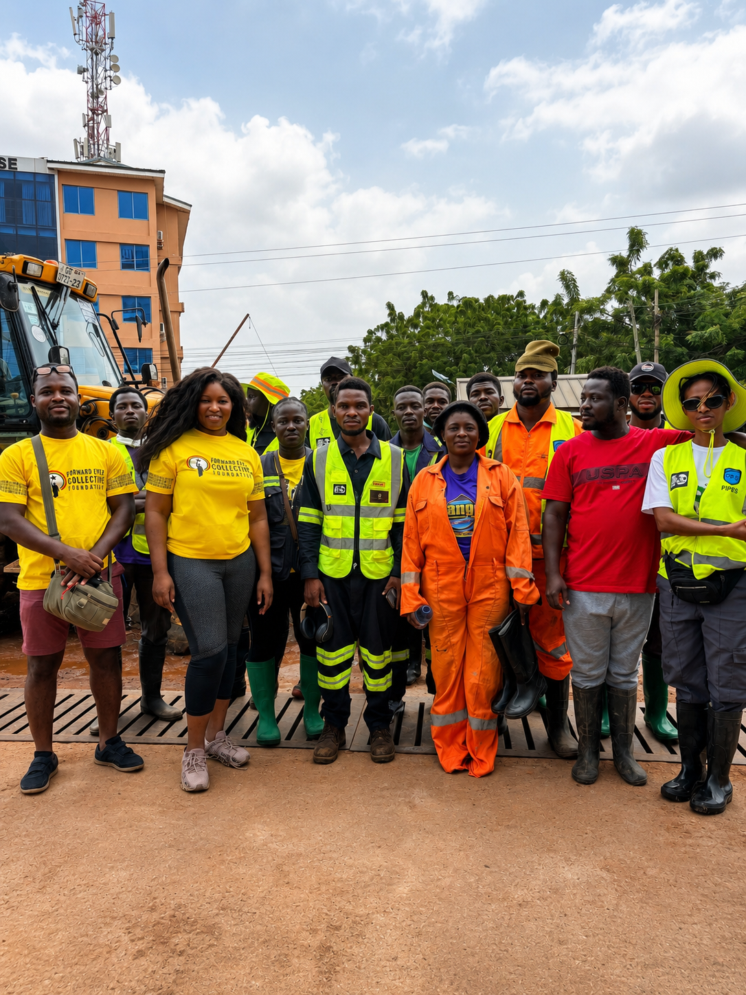 FECF volunteers and city sanitation crews at a community cleanup exercise