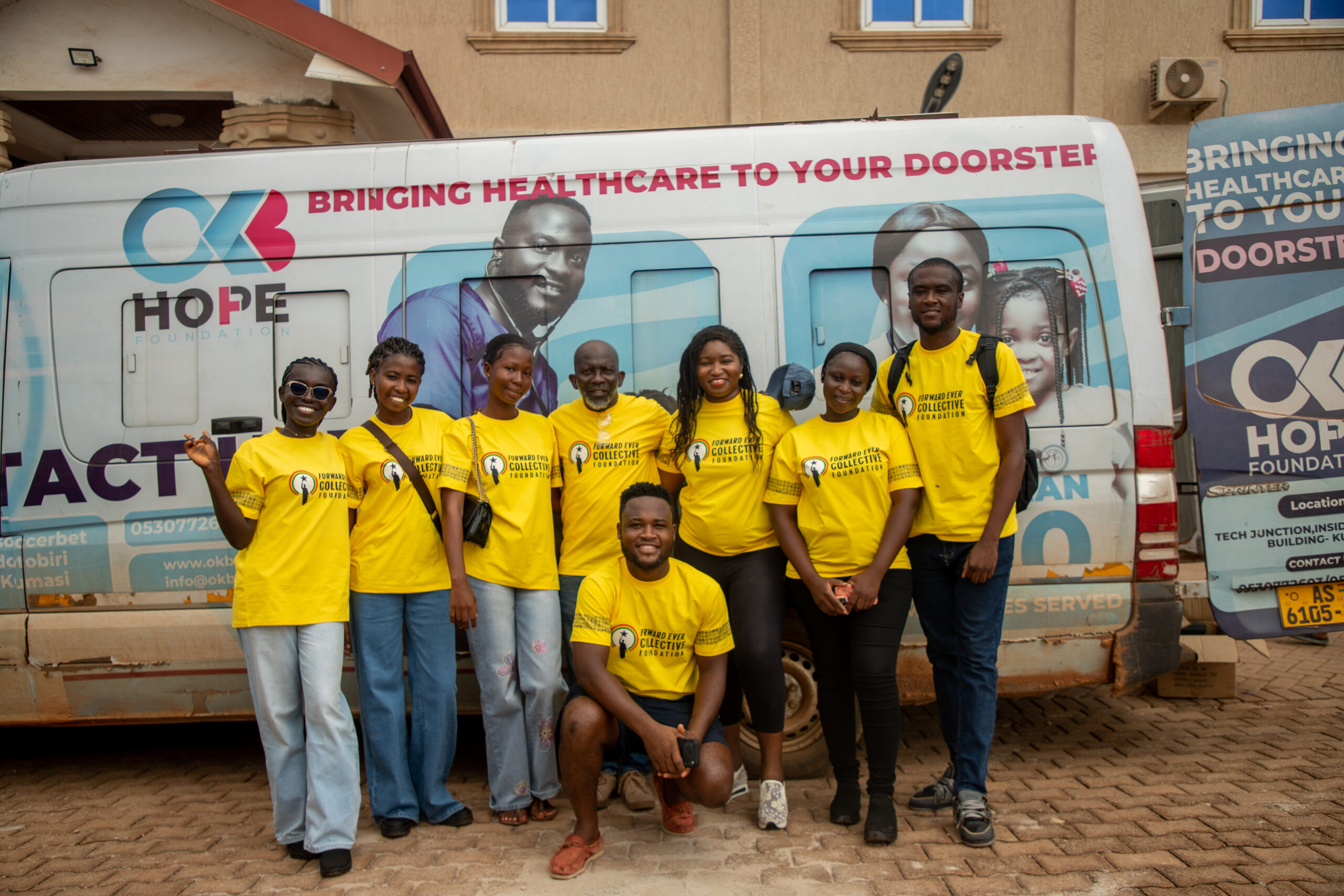 The FECF team with the OKB Hope mobile health unit, bringing care to the doorstep